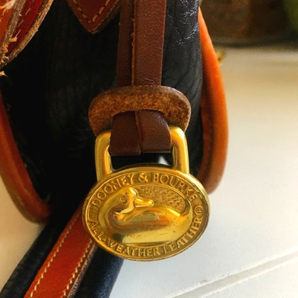 3 pc. Vintage 90s Genuine Dooney & Bourke British AWL Carrier Black Tan Trio - Picture 2 of 11